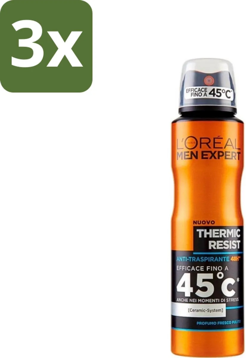 L'Oréal Men Expert Deo Spray Thermic Resist 450ml - 3 Stuks
