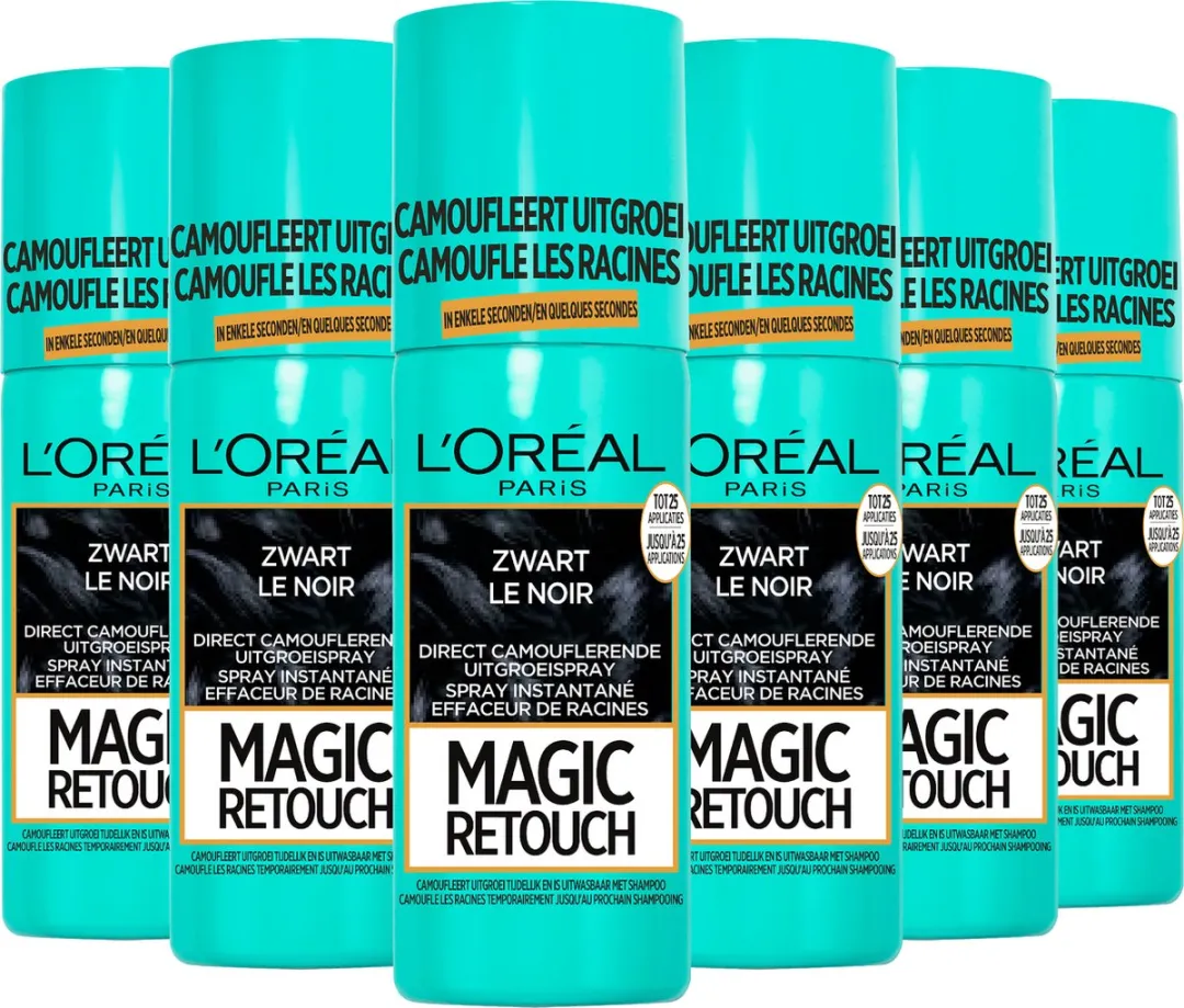 L'Oréal Paris Magic Retouch Zwart Uitgroeispray - 6x75ml