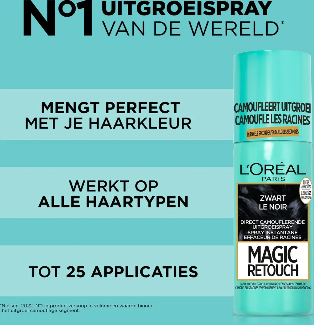 L'Oréal Paris Magic Retouch Zwart Uitgroeispray - 6x75ml