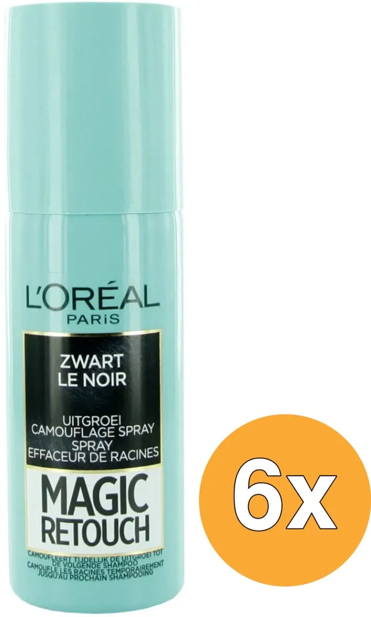 L'Oréal Paris Magic Retouch Zwart Uitgroeispray - 6x75ml - afbeelding 6 van 6