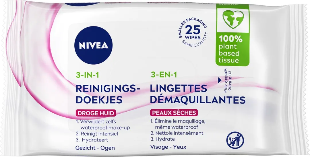 NIVEA 3-in-1 Reinigingsdoekjes 150 Stuks - Droge huid