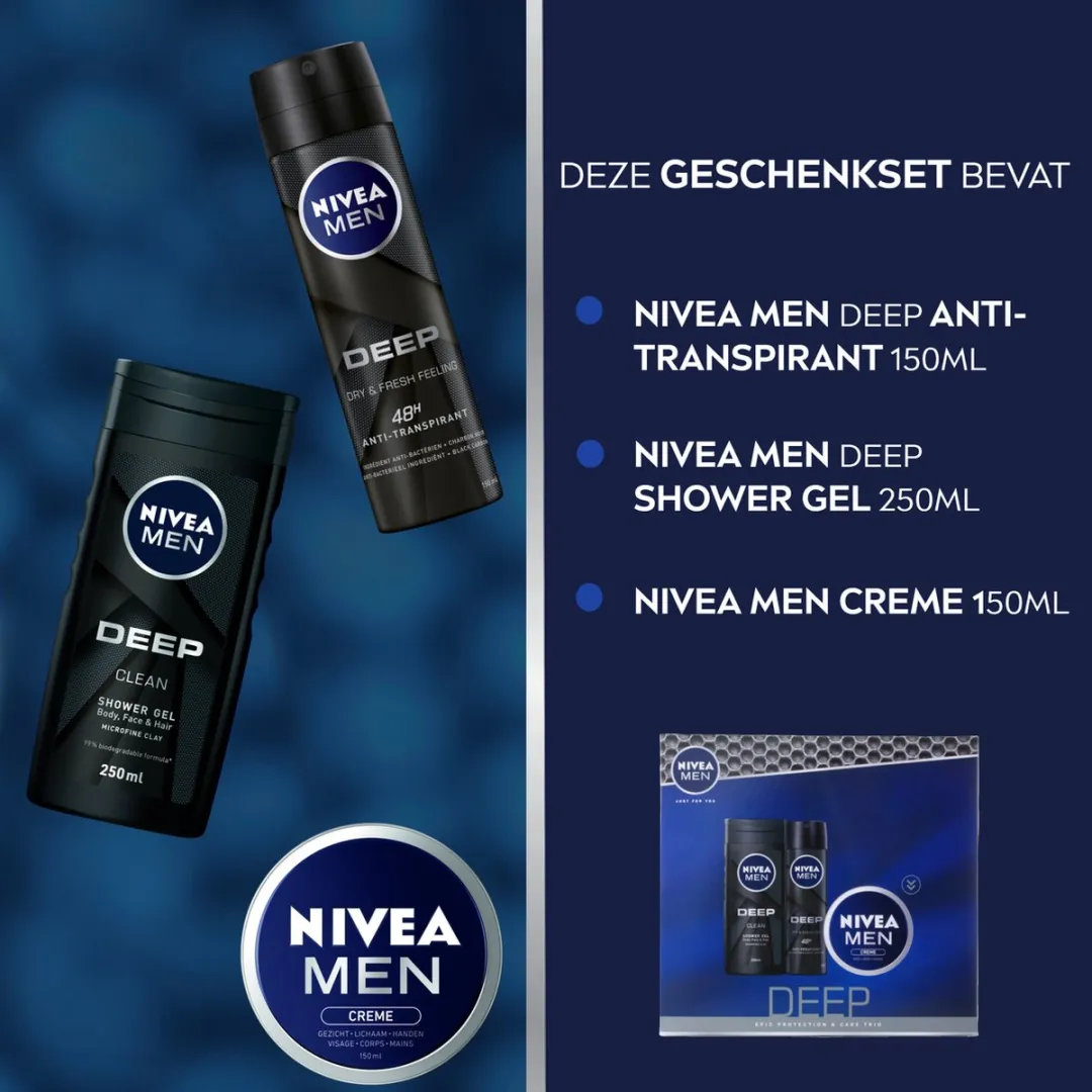 NIVEA MEN Deep Geschenkset - 550ml (3 Stuks)