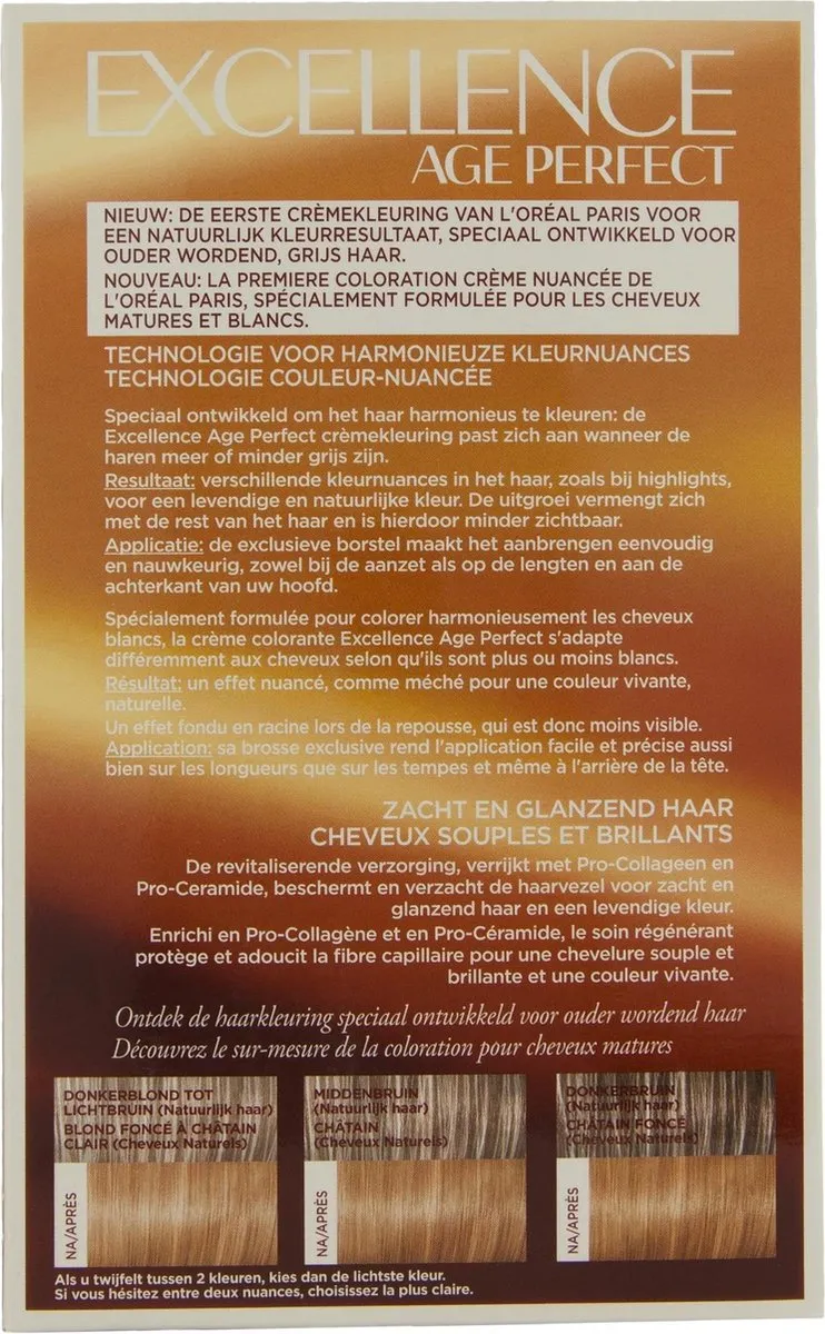 L'Oréal Paris Excellence Age Perfect 6.03 Donker Goudblond Haarverf 1035ml