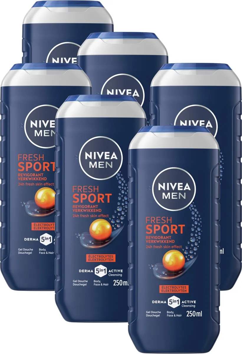 NIVEA MEN Sport Douchegel 3-in-1 - 6x250ml - Limoen