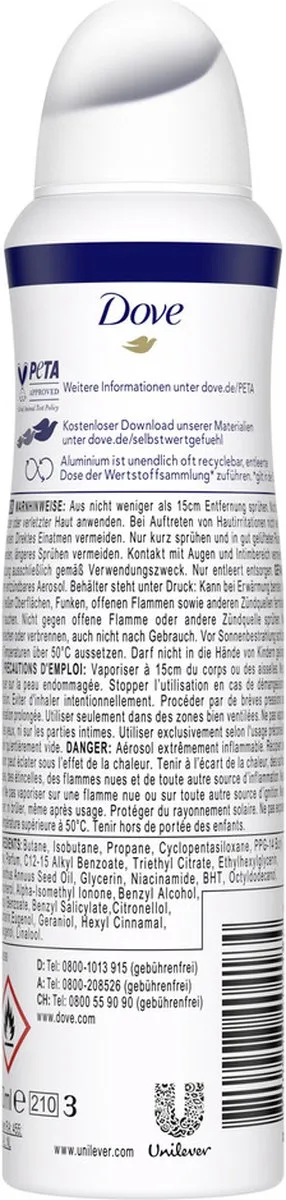 Dove Original Deodorant Spray 150ml - 0% Aluminium