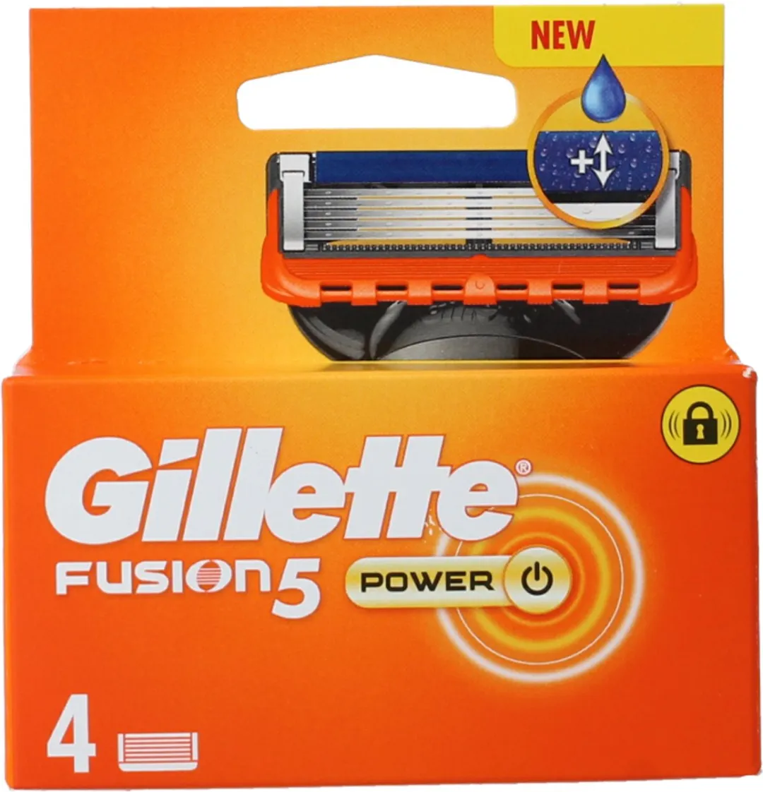 Gillette Fusion5 Power Scheermesjes 5 Bladen - 4 Stuks - Oranje