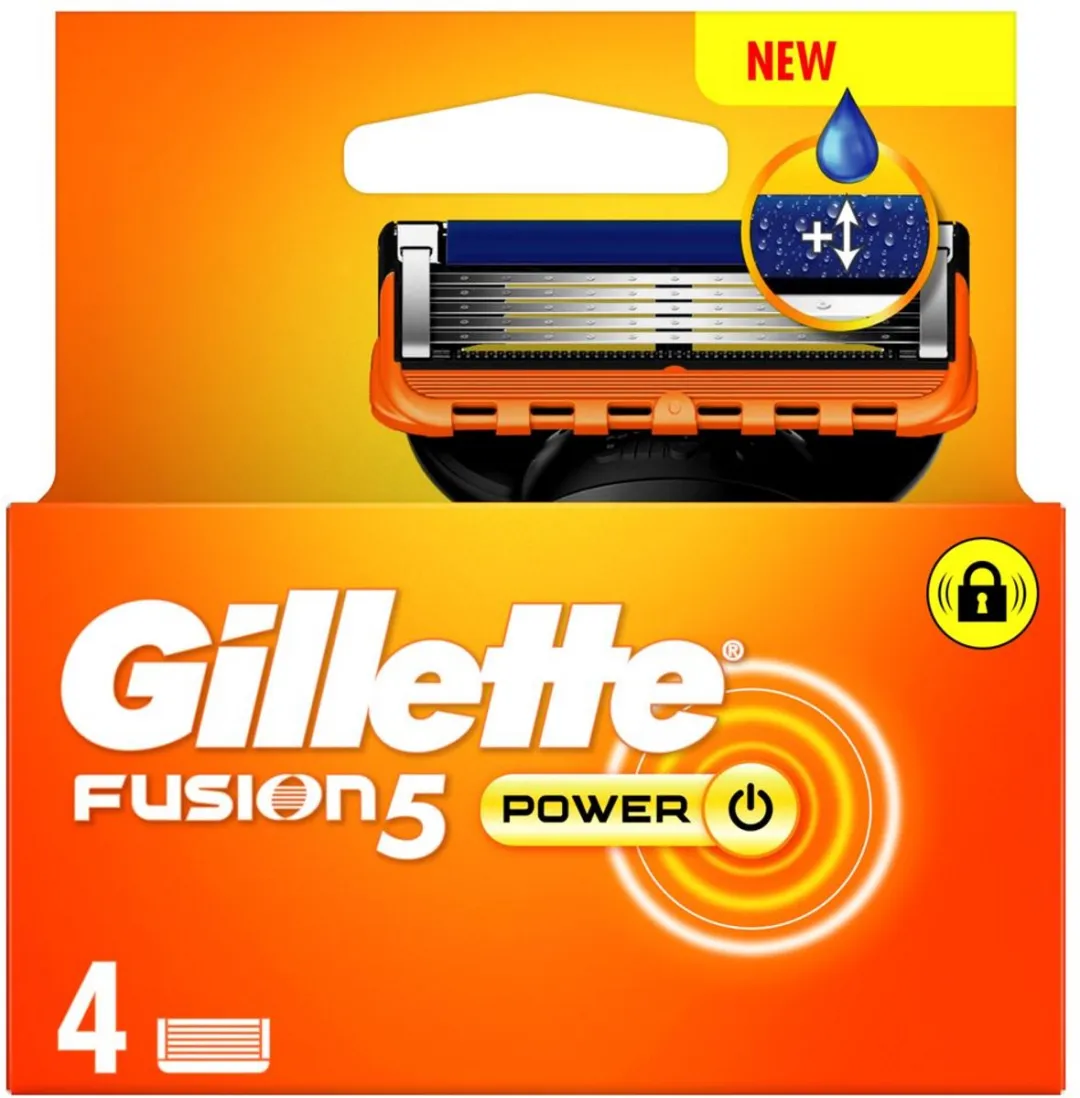 Gillette Fusion5 Power Scheermesjes 5 Bladen - 4 Stuks - Oranje
