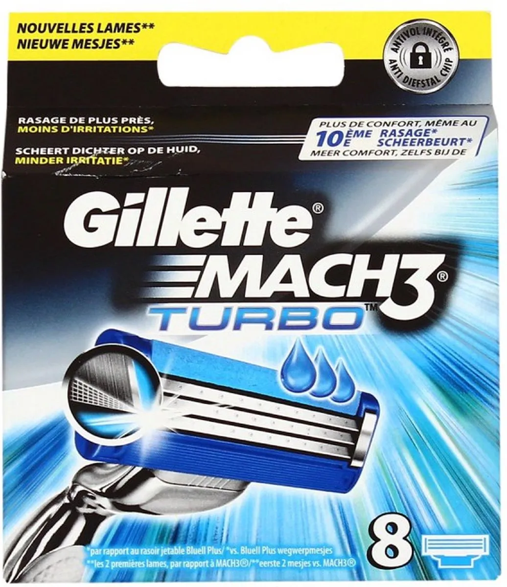 Gillette Mach3 Turbo Scheermesjes 8 Stuks