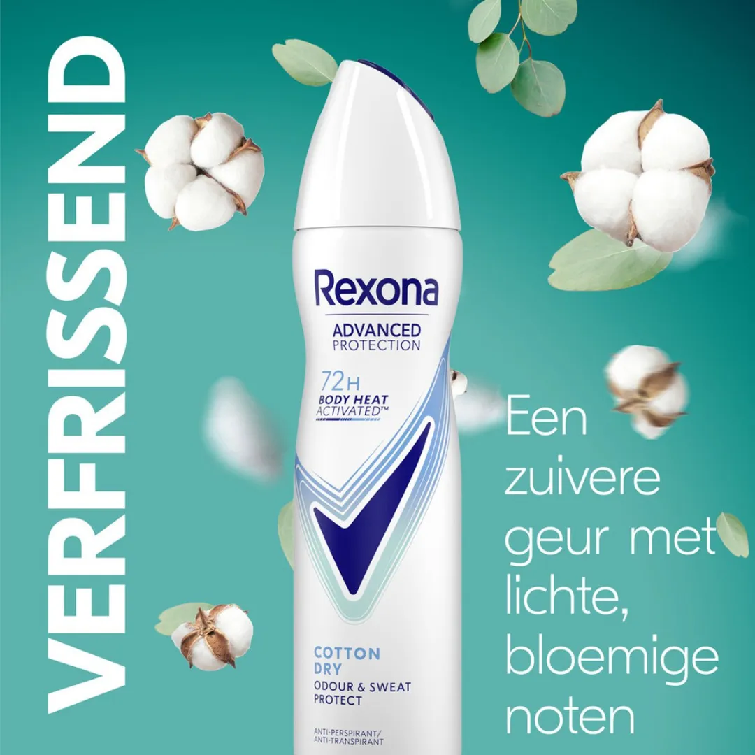 Rexona Women - Deodorant Spray - Cotton Dry - Zachte Frisheid - 150 ml - 1 stuk
