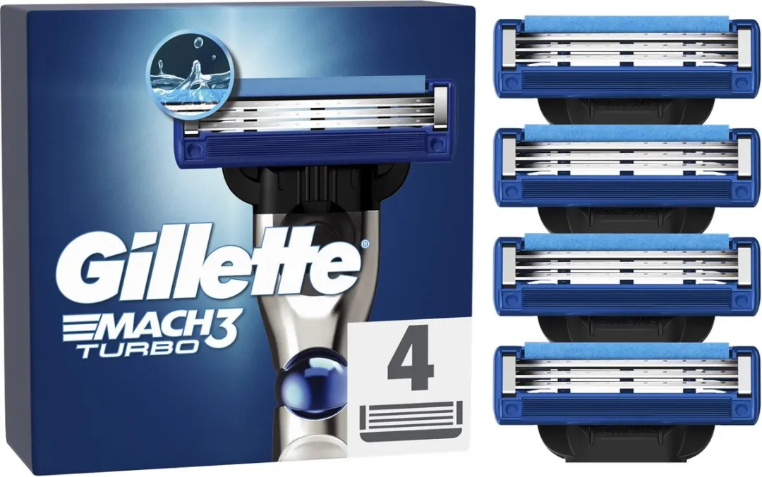 Gillette Mach 3 Turbo Scheermesjes - 4 Stuks