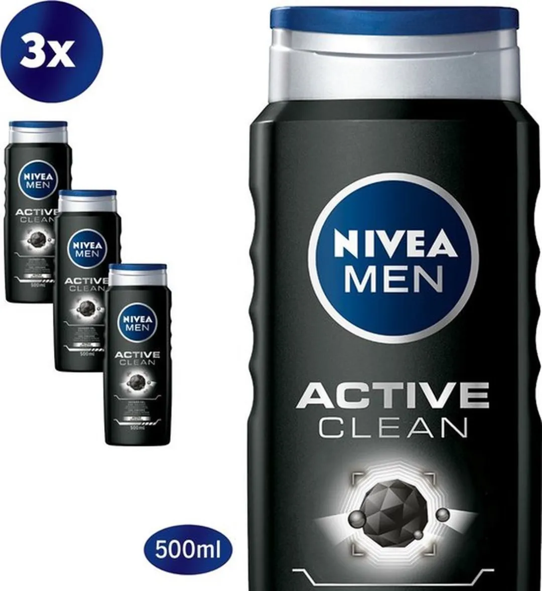 NIVEA Men Active Clean Douchegel - 3x500ml
