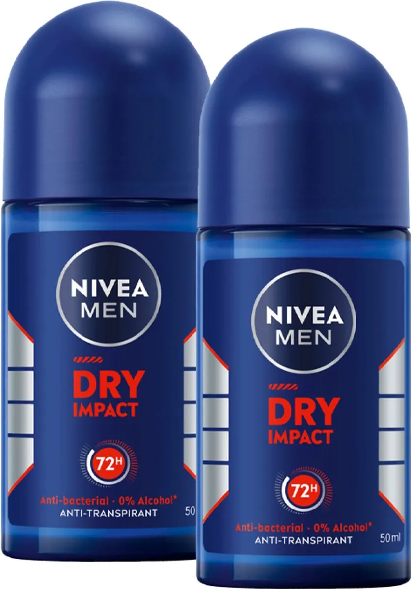 NIVEA MEN Dry Impact Anti-Transpirant Roller 100ml - 2 Stuks