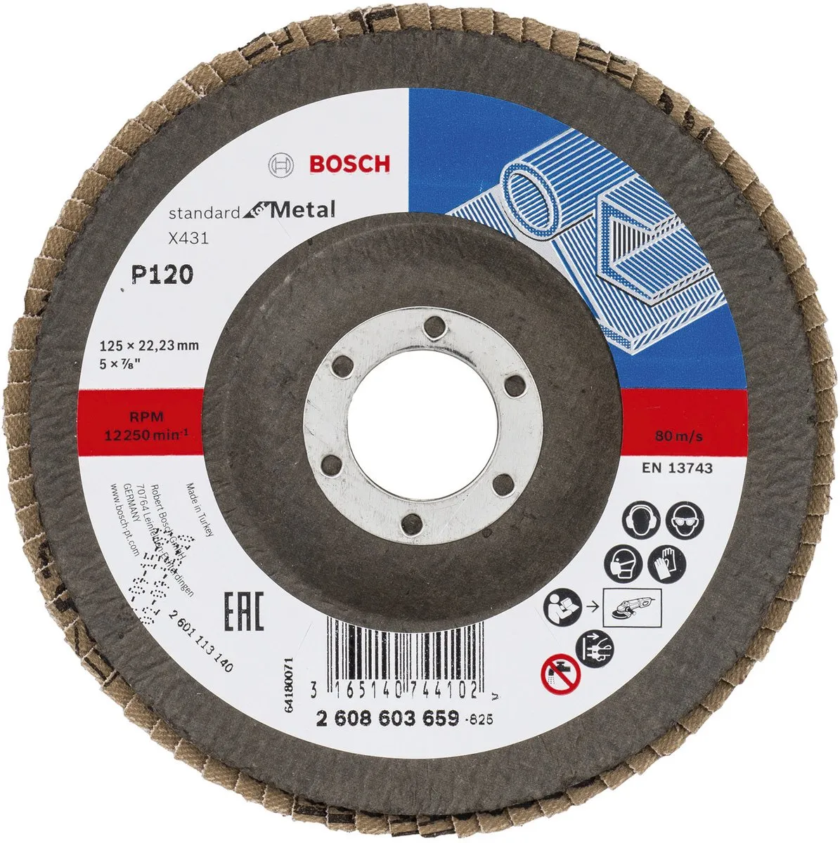 Bosch 125mm Lamelschijf Standard Metal 120 - 22.23mm As