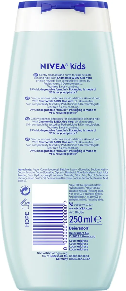 NIVEA Kids 3in1 Douche Shampoo Conditioner Magic Apple - 6x250ml