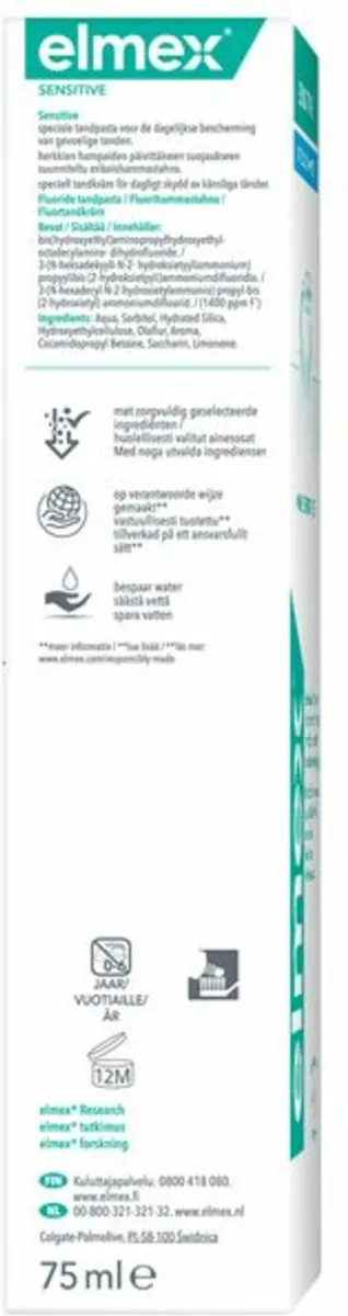 Elmex Sensitive Tandpasta 75ml - 4 Stuks