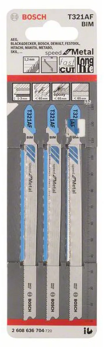 Bosch T 321 AF Speed Decoupeerzaagbladen Metaal - 3 Stuks - afbeelding 3 van 6