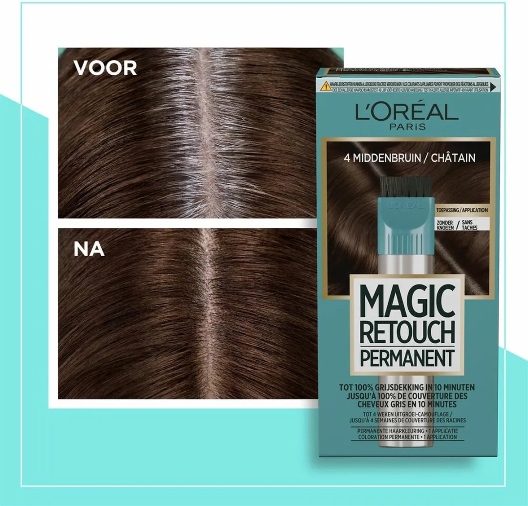 L'Oréal Magic Retouch Permanent 4 Middenbruin - 3x95ml