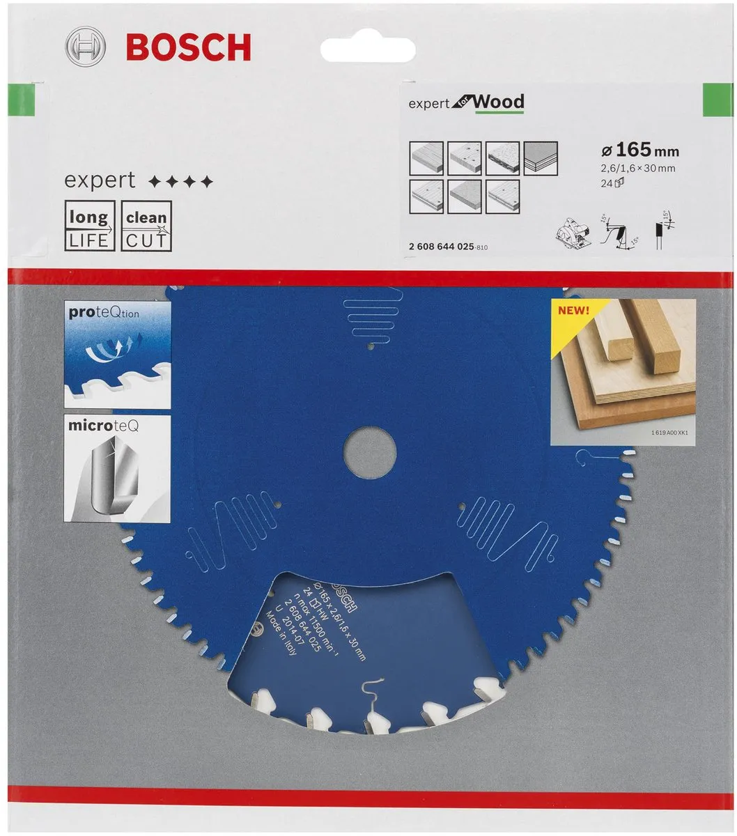 Bosch Expert Wood Cirkelzaagblad 165mm - 48 Tanden - 2608644025