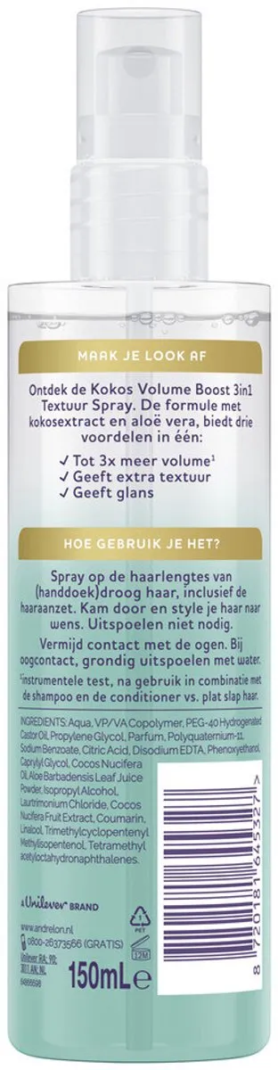 Andrélon Kokos Volume Boost 3-in-1 Textuur Spray 150ml