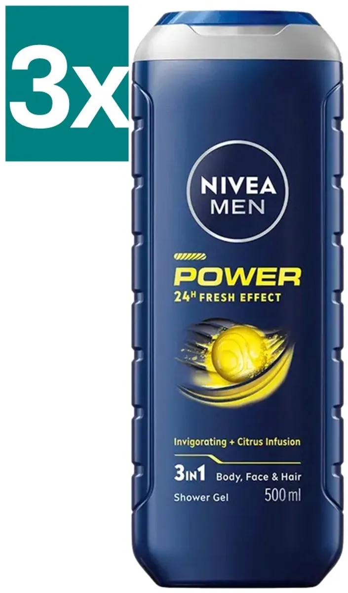 NIVEA MEN Power Fresh Douchegel 3x500ml