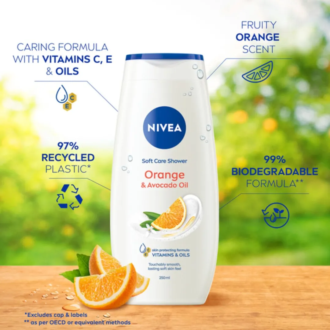 NIVEA Douchegel Orange & Avocado Oil 250ml - 3 Stuks