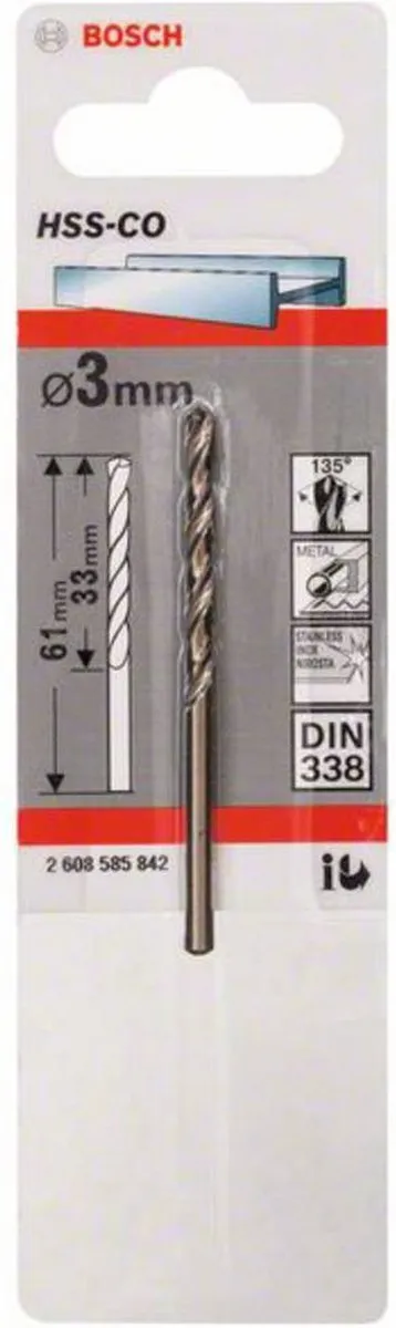 Bosch Metaalboren HSS-Co 3mm - 3x33x61mm - 1 Stuk