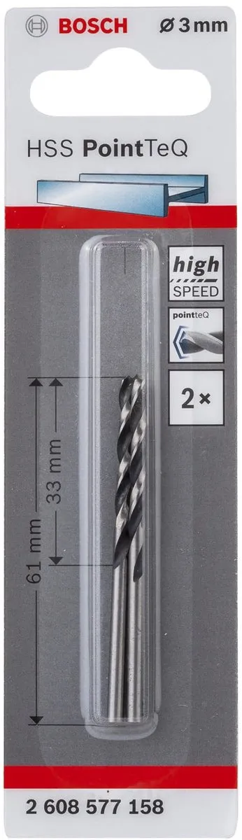 Bosch HSS PointTeQ Spiraalboor 3mm - 2 Stuks