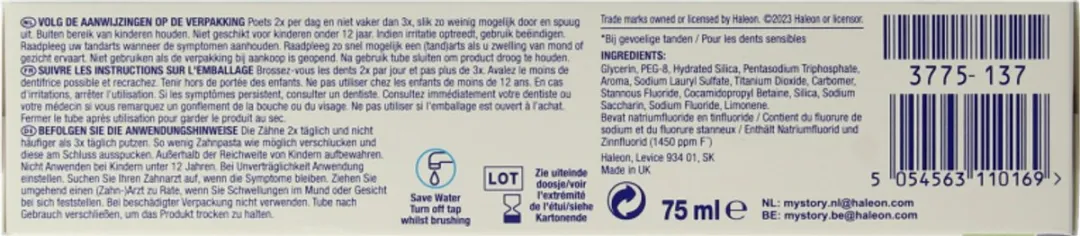 Sensodyne Tandpasta Gevoeligheid & Tandvlees Whitening 75ml - afbeelding 6 van 6