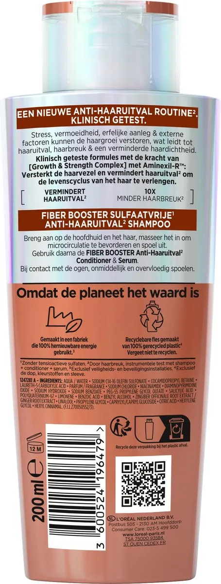 L'Oréal Paris Elvive Fiber Booster Anti-Haaruitval Shampoo 3x200ml