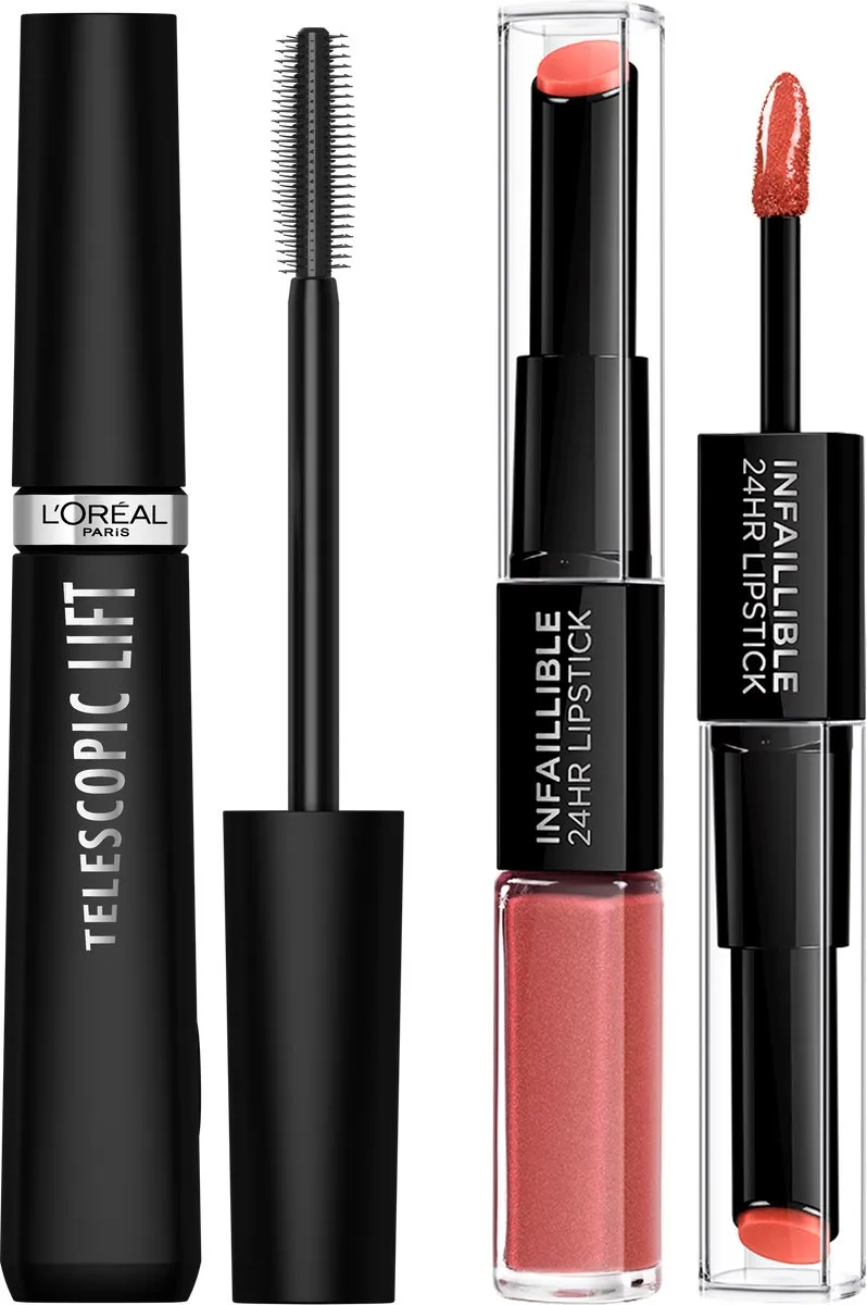 L'Oréal Paris Telescopic Lift Mascara & Infaillible Lipstick 312 Bundel