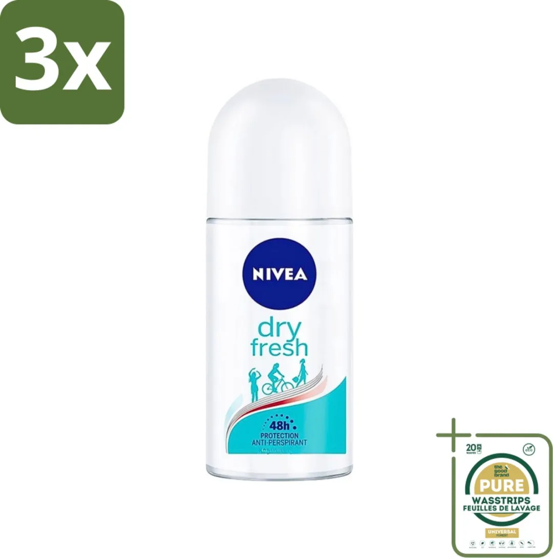 NIVEA Deodorant Roller Dry Fresh 50ml - 3 Stuks