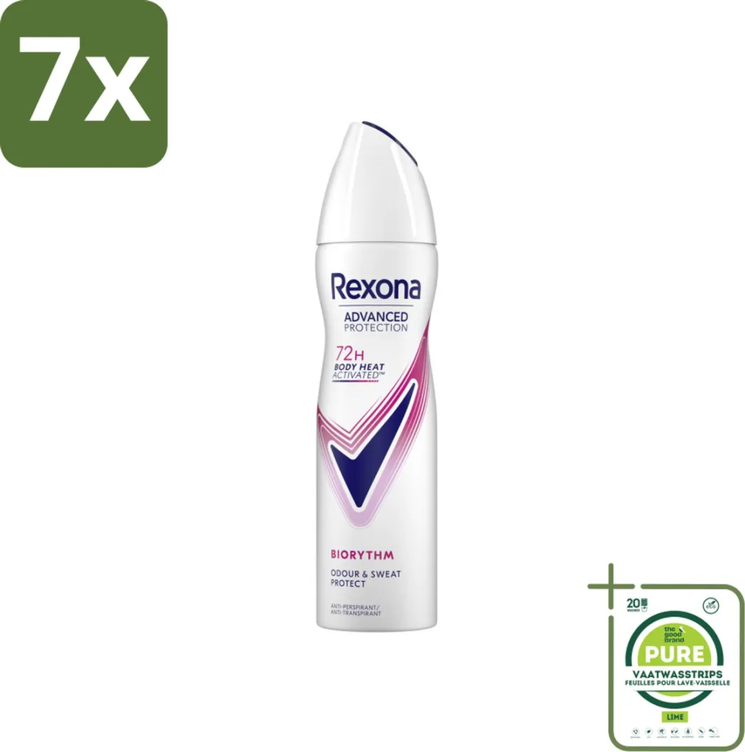 Rexona Deodorant Spray Advanced Protection Ultra Dry Biorythm 150ml - 7 Stuks