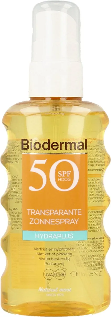 Biodermal Hydraplus Transparante Zonnespray SPF 50 - 175ml - afbeelding 6 van 6