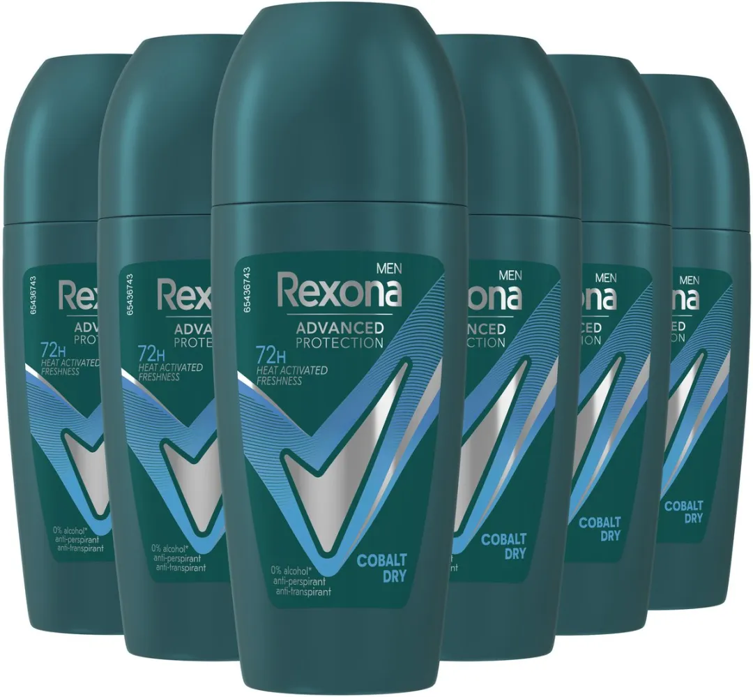 Rexona Men - Anti-Transpirant Roller - Advanced Protection - Cobalt Dry - 6 x 50 ml - Voordeelverpakking