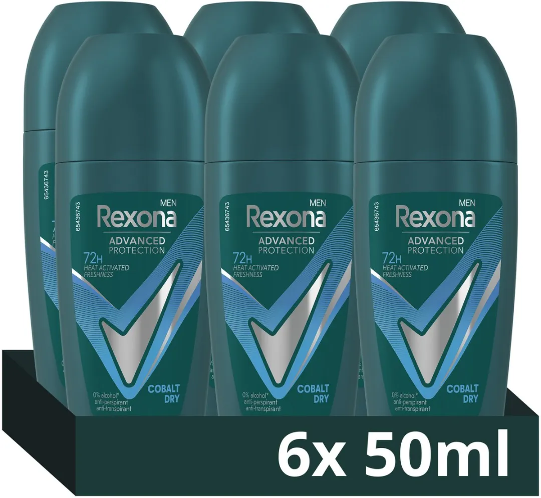 Rexona Men - Anti-Transpirant Roller - Advanced Protection - Cobalt Dry - 6 x 50 ml - Voordeelverpakking