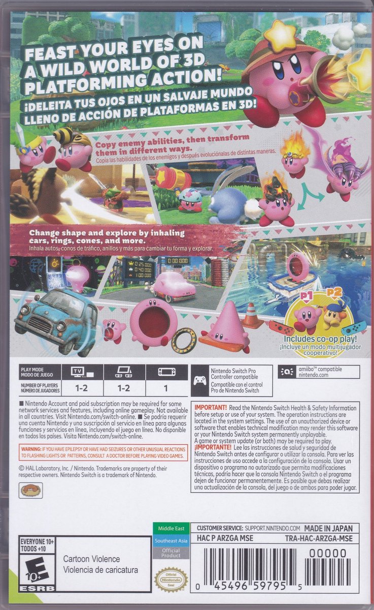 Kirby And The Forgotten Land - EN ES - ME ASIA ESRB Switch