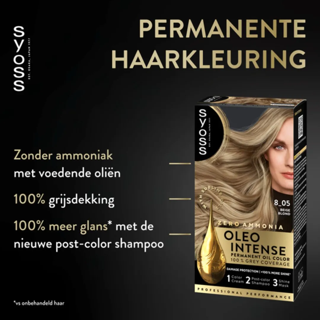 SYOSS Color Oleo Intense 8-05 Beige Blond - 3 Stuks