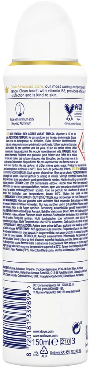 Dove Clean Touch Deodorant Spray 150ml - Anti-transpirant