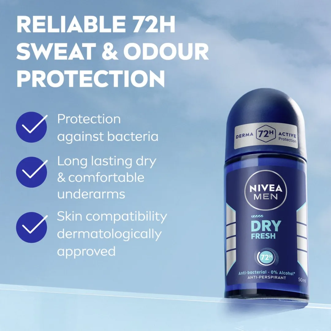 NIVEA MEN Dry Fresh Anti-Transpirant Roller - 6x50ml
