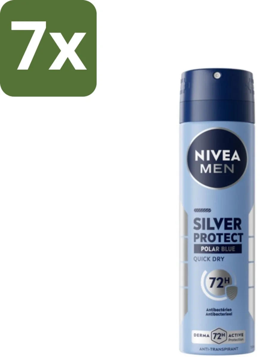 NIVEA Men Silver Protect Polar Blue Deodorant Spray 150ml - 7 Stuks