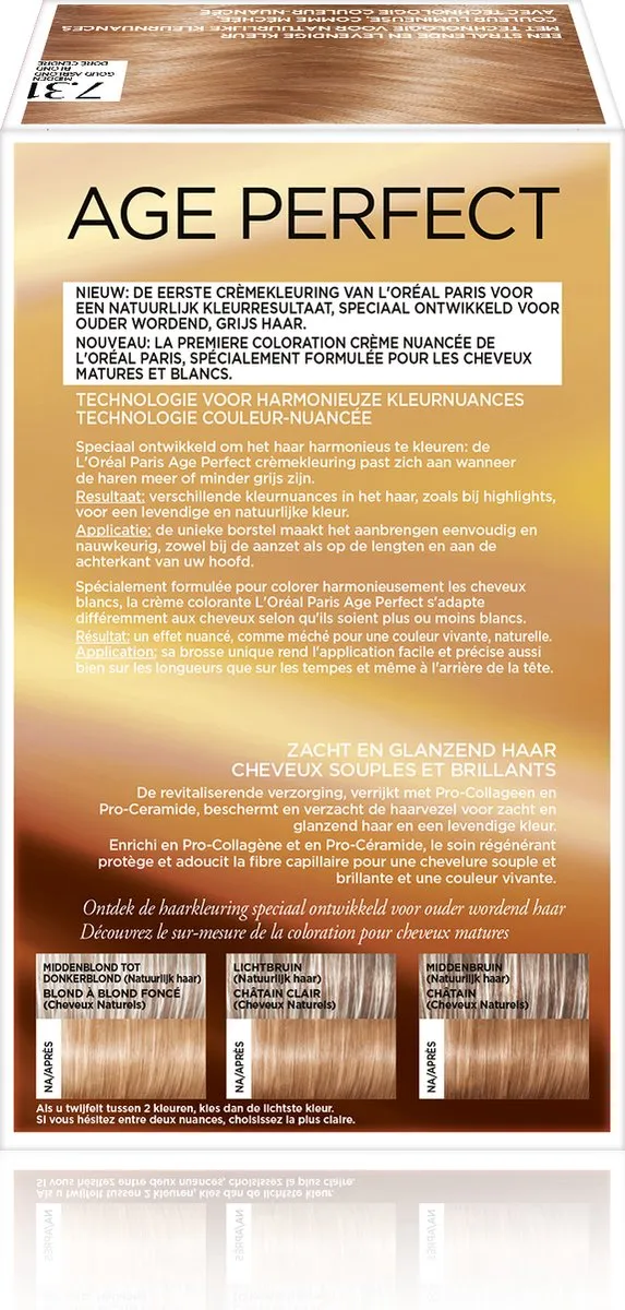 L'Oréal Paris Excellence Age Perfect 7.31 Midden Asblond Haarverf