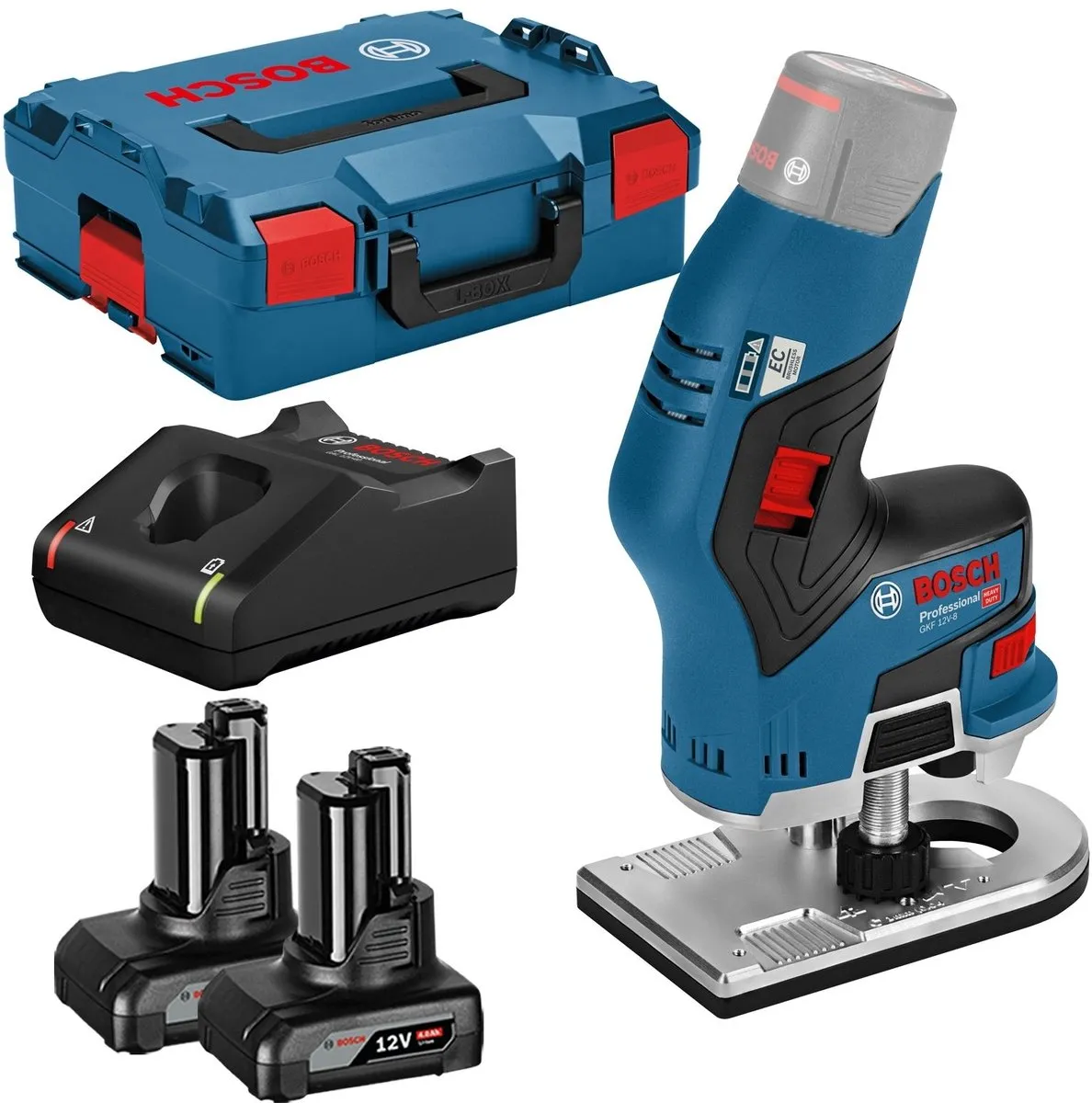Bosch GKF 12V-8 Accukantenfrees - 2x 4.0 Ah accu + oplader