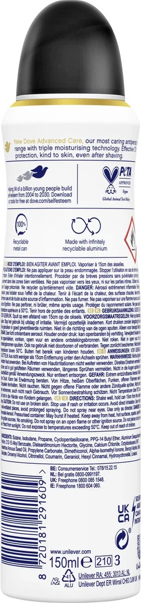 Dove Anti-Transpirant Spray Advanced Care Invisible Dry - 2x150ml