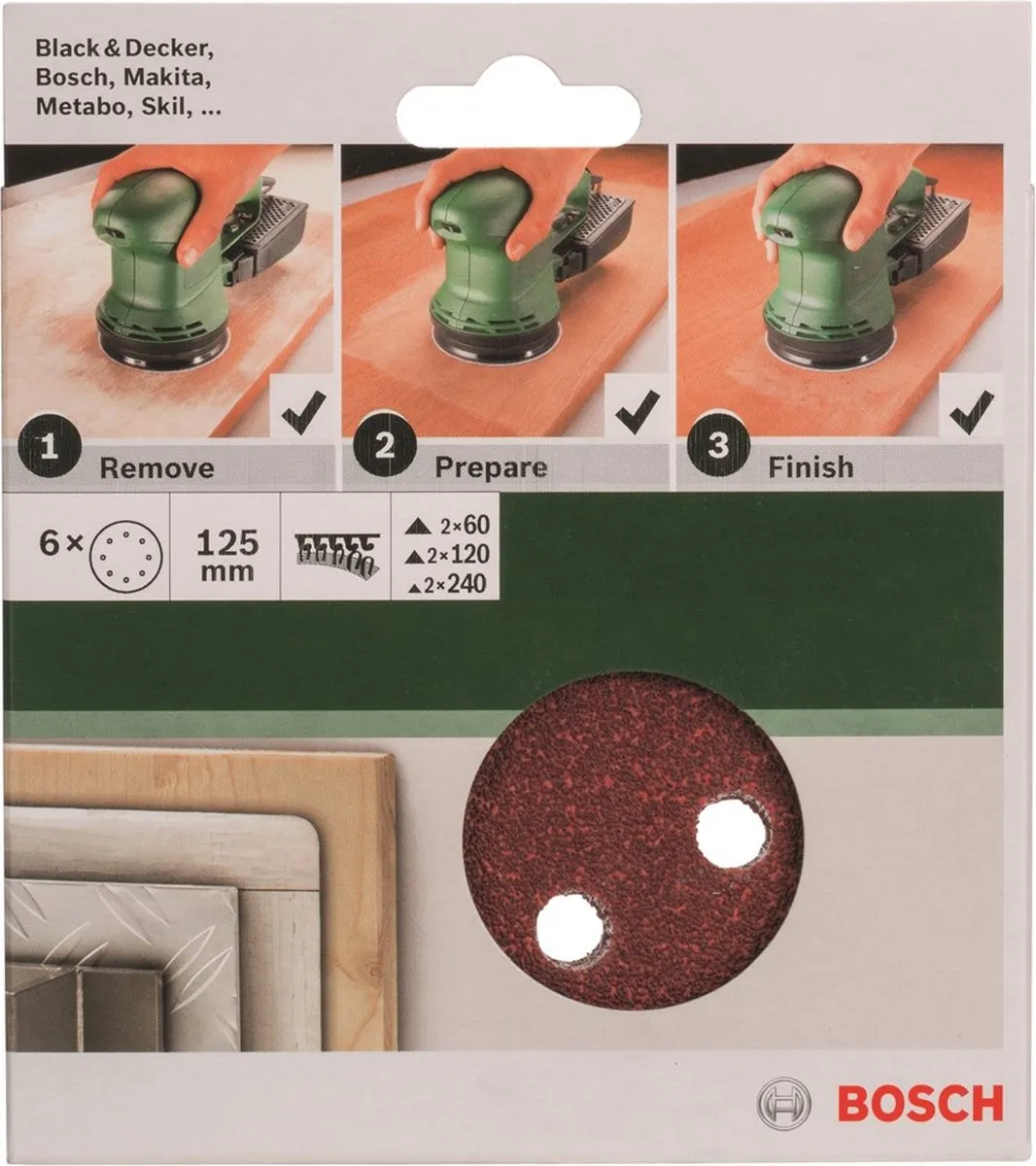 Bosch 6-delige Schuurbladset 125mm