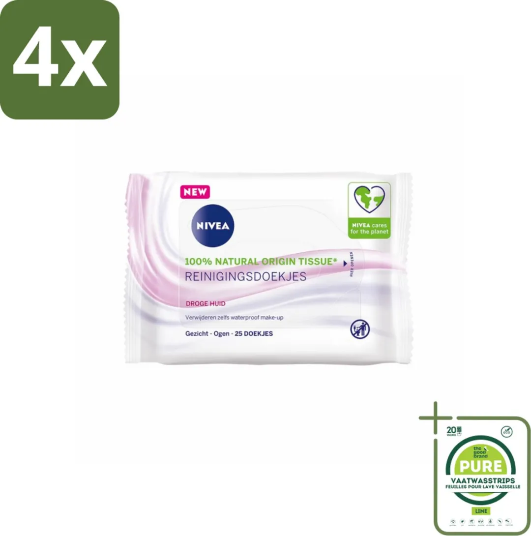 NIVEA Reinigingsdoekjes Verzachtend 25 Stuks (4x)