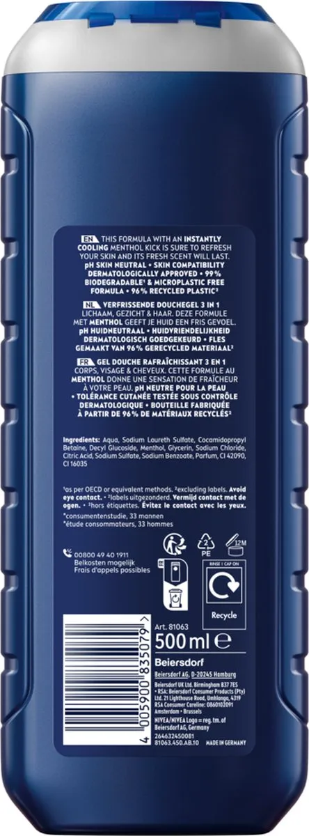 NIVEA MEN Cool Kick Douchegel 500ml