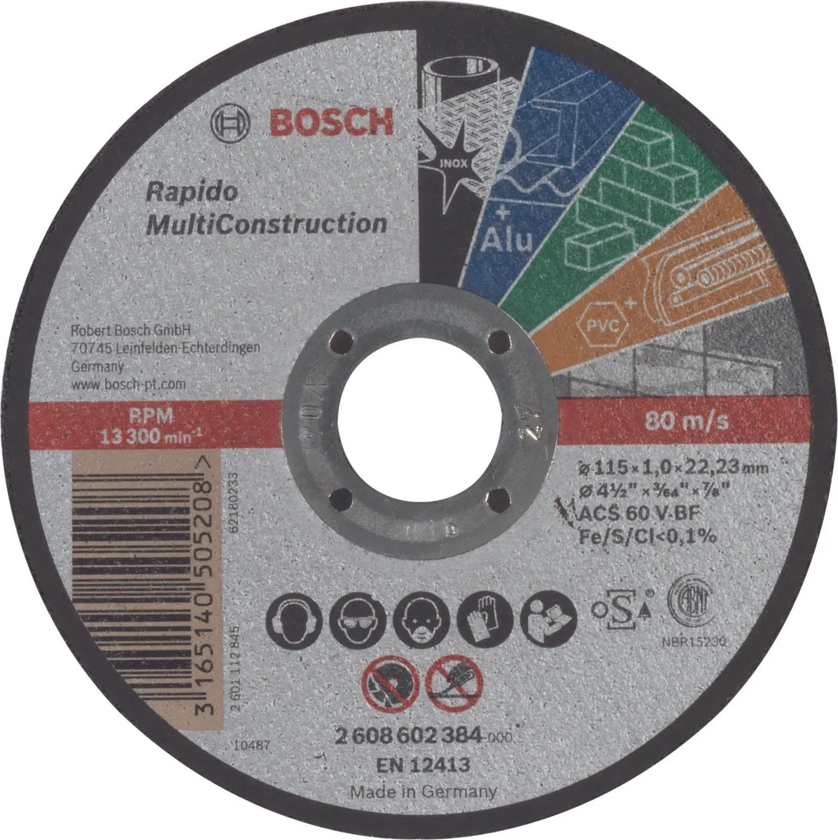 Bosch Rapido Multi Construction ACS 60 V Doorslijpschijf 115mm - 22,23mm - afbeelding 6 van 6