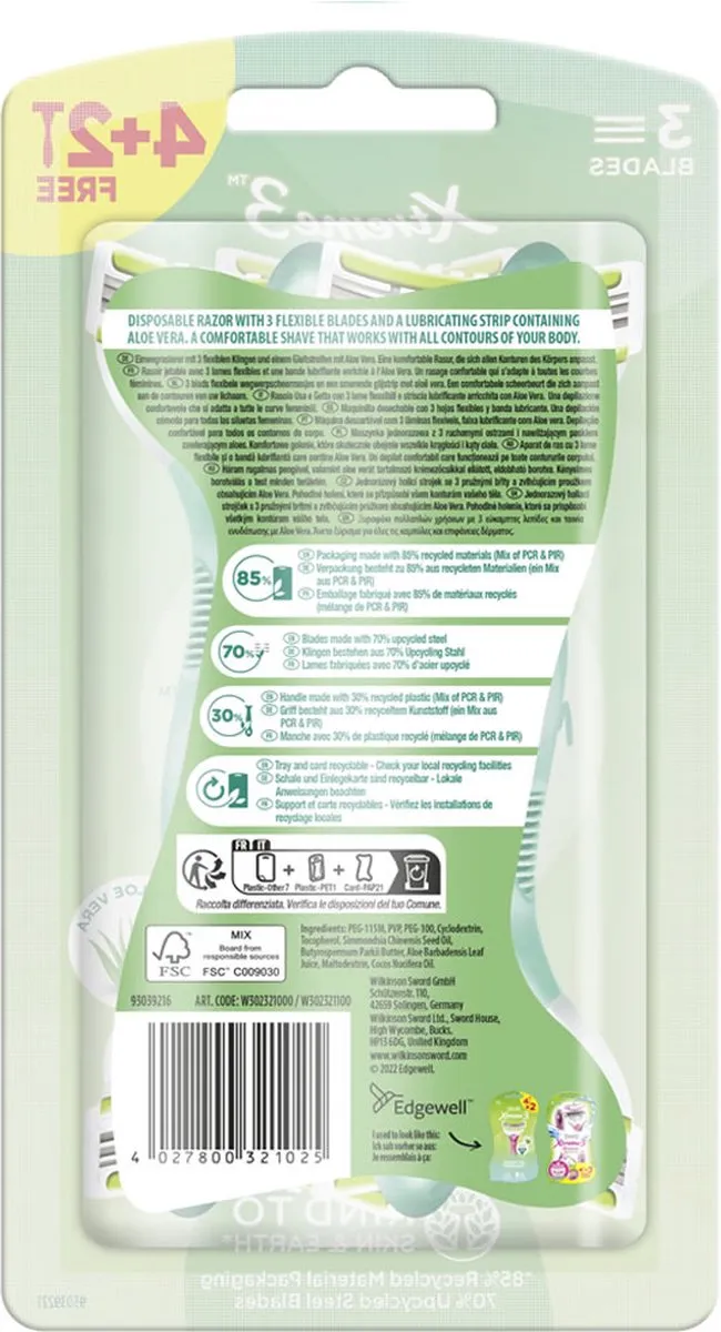 Wilkinson Sword Xtreme 3 My Intuition Wegwerpscheermesjes 6 Stuks - Groen