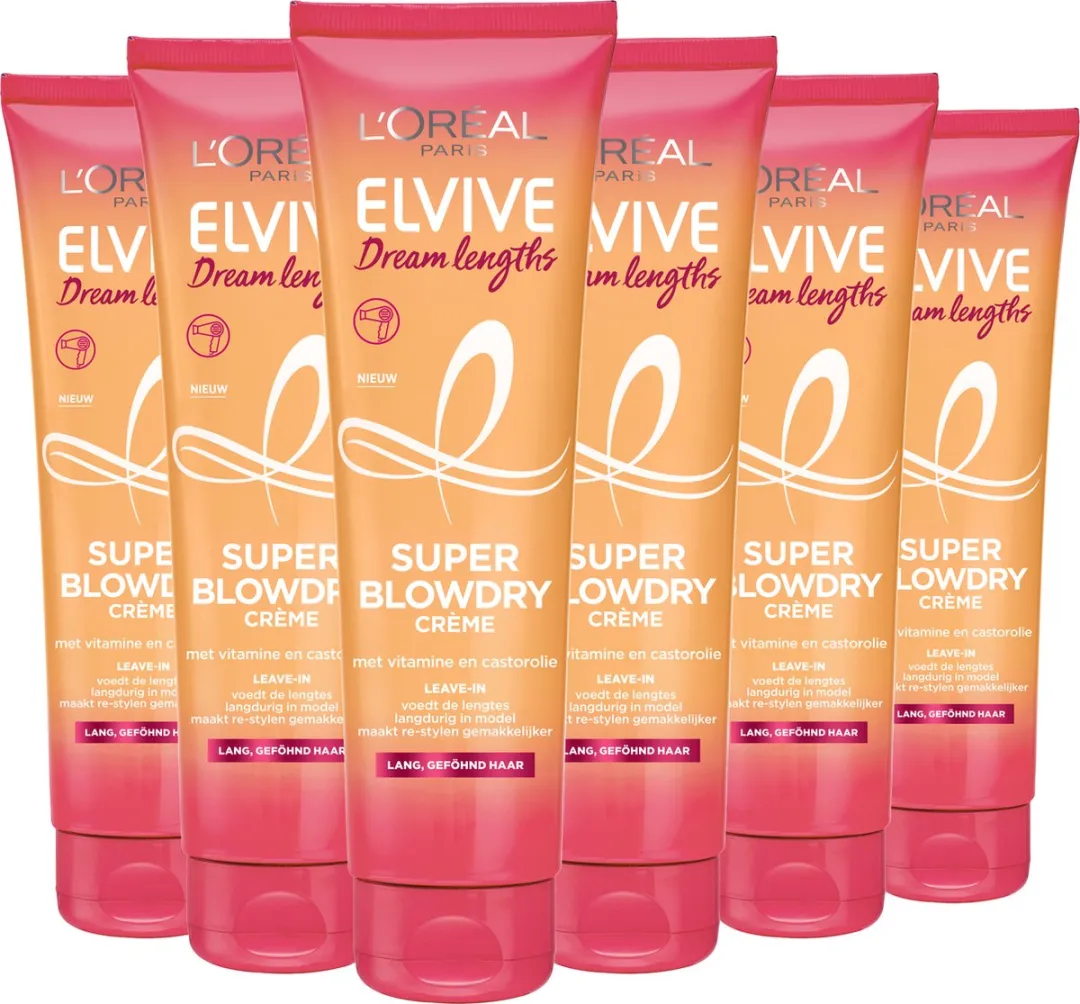 L'Oréal Paris Elvive Dream Lengths Blowdry Cream 900ml - 6 Stuks