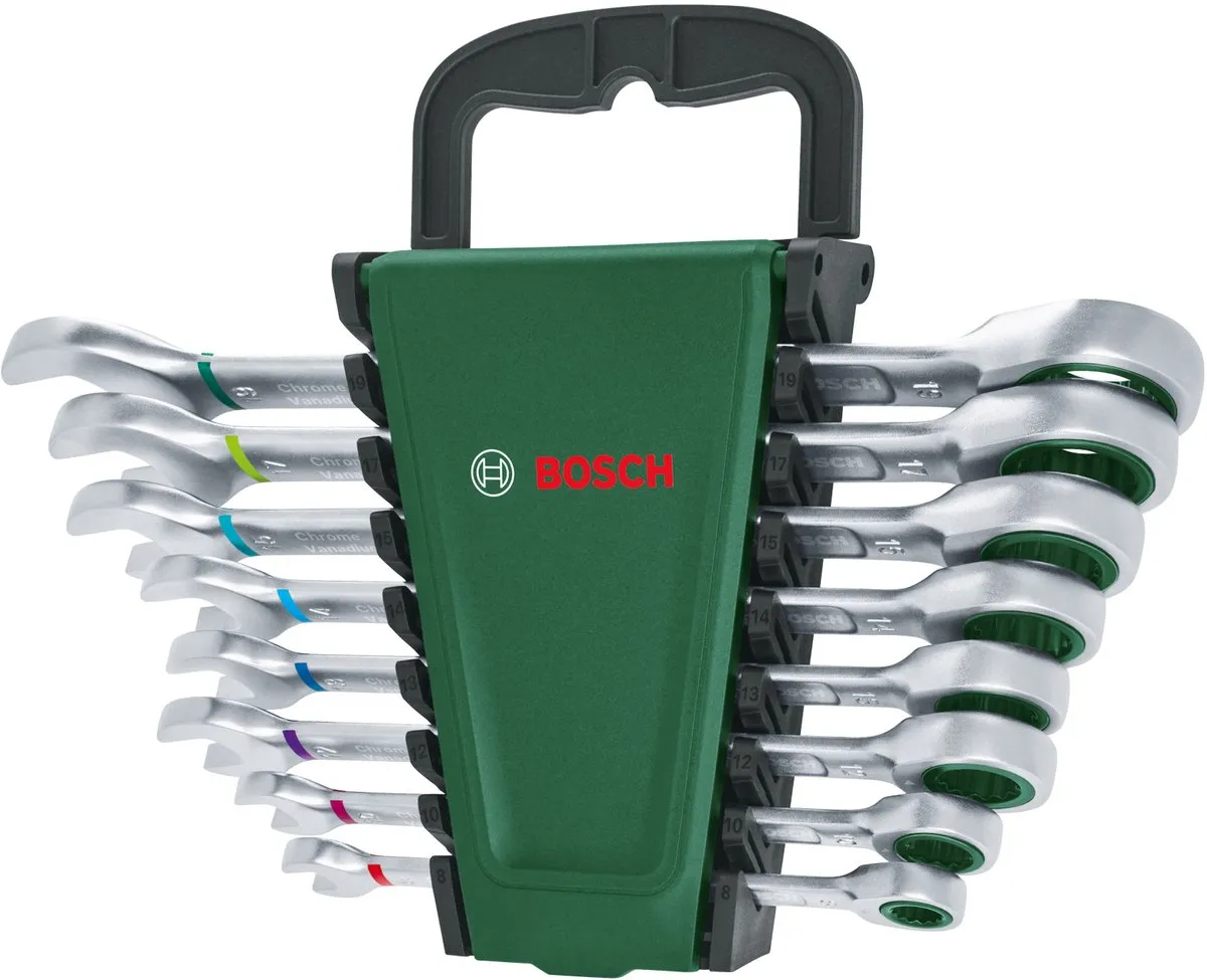 Bosch 8-delige Steek-/Ringratelsleutelset Metrisch 8-19mm
